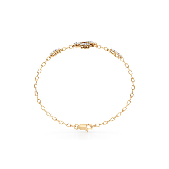 925 Sterling Silver 18K Gold Vermeil Floral Heart Bracelet with Lab Grown Diamonds  7 Inch