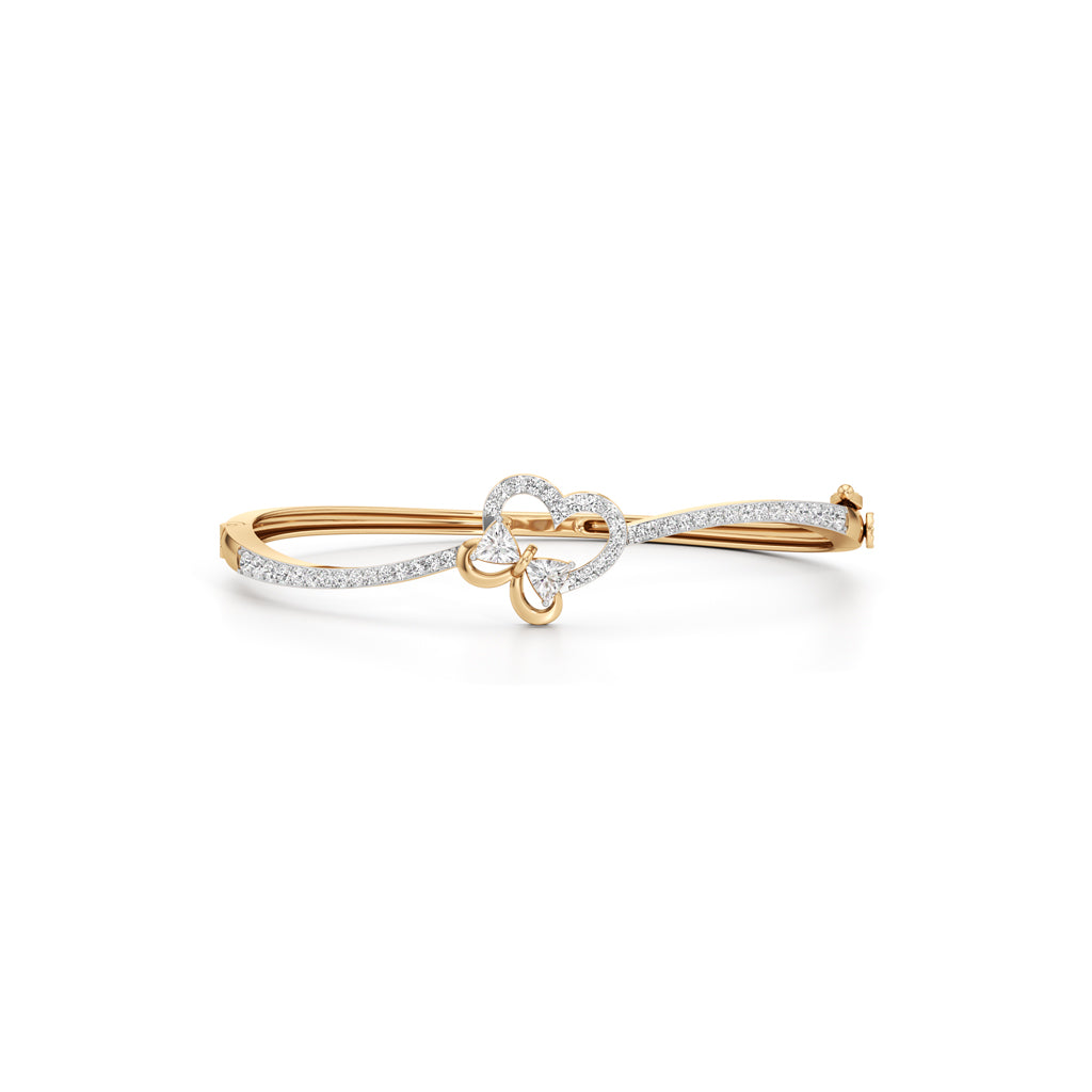 Eterne Heart  Butterfly Bangle  925 Sterling Silver 18k Gold Vermeil Lab Grown Diamond