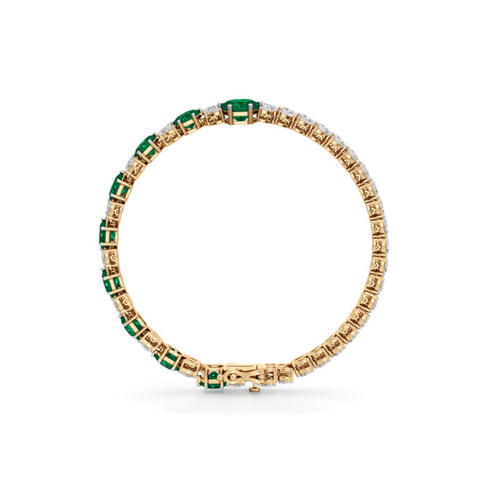 Majestic Hexagon Emerald  PearCut 925 Silver 18k Gold Plated Luxury Tennis Bracelet