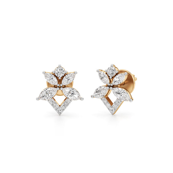 Botanical Starburst Stud Earrings in 925 silver 18k Gold Plated
