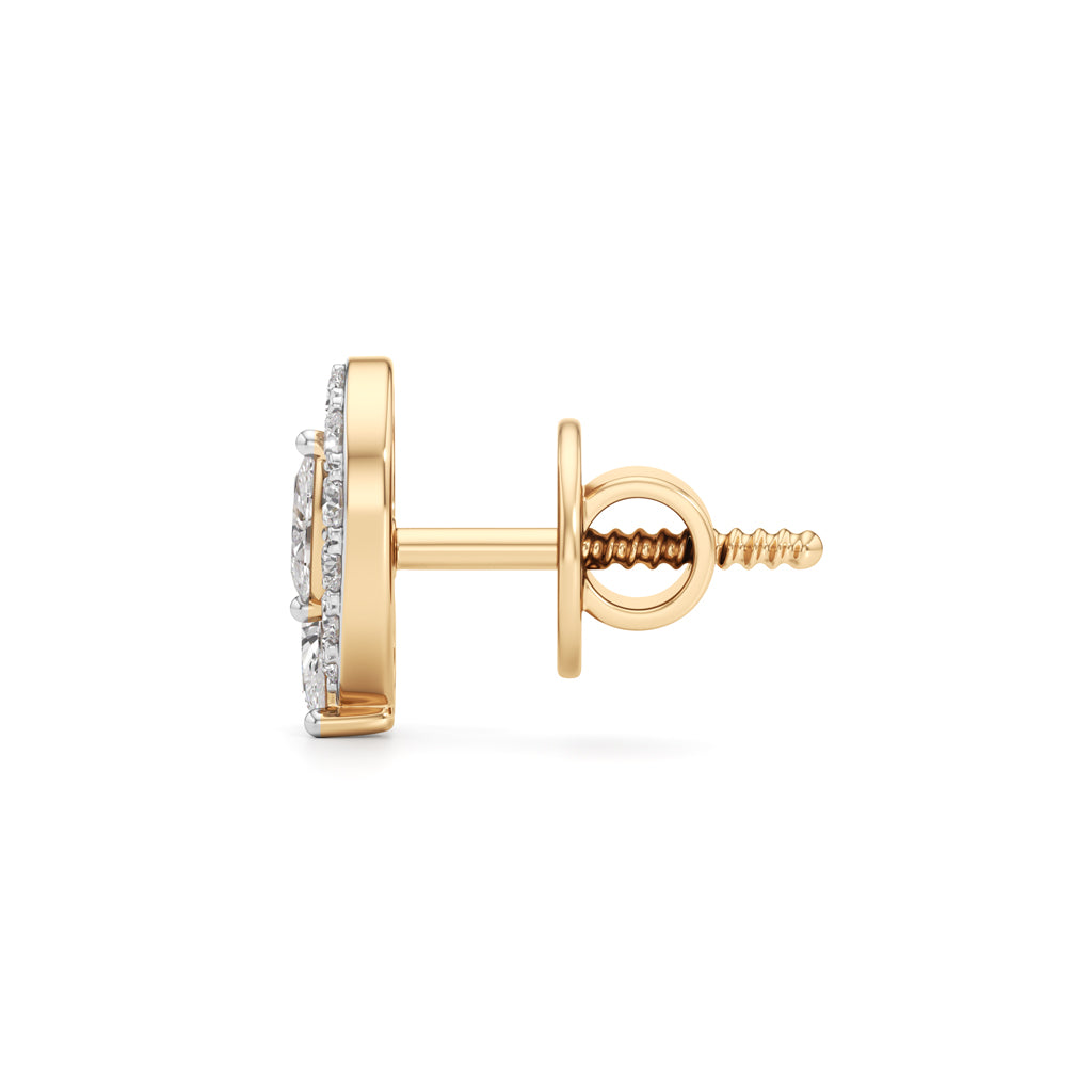Curved Marquise Halo Stud Earrings in 925 silver 18k Gold Plated
