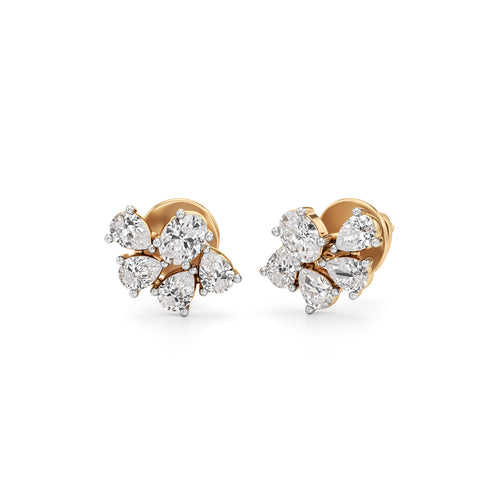 Gorgeous Oval  Pear Cluster Studs in 925 silver 18k Gold Plated