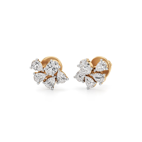Gorgeous Oval  Pear Cluster Studs in 925 silver 18k Gold Plated