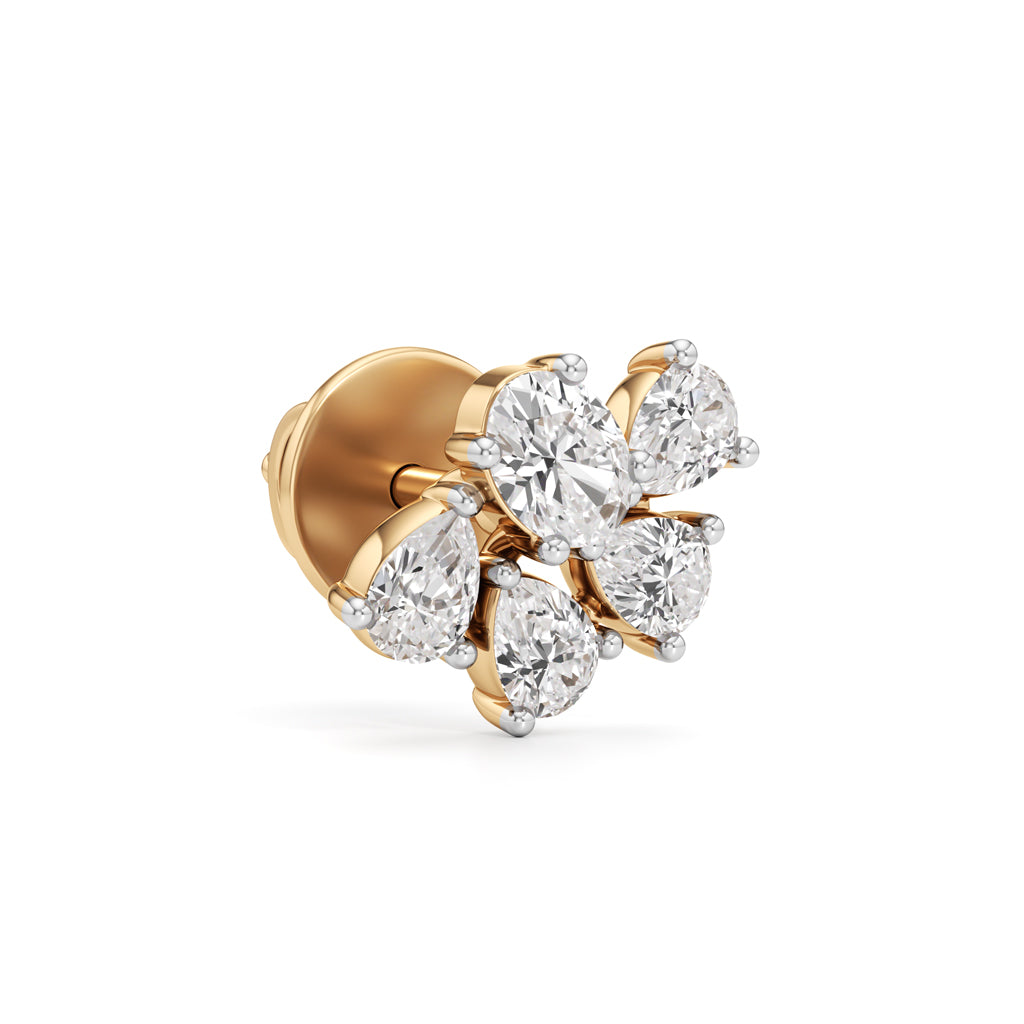 Gorgeous Oval  Pear Cluster Studs in 925 silver 18k Gold Plated