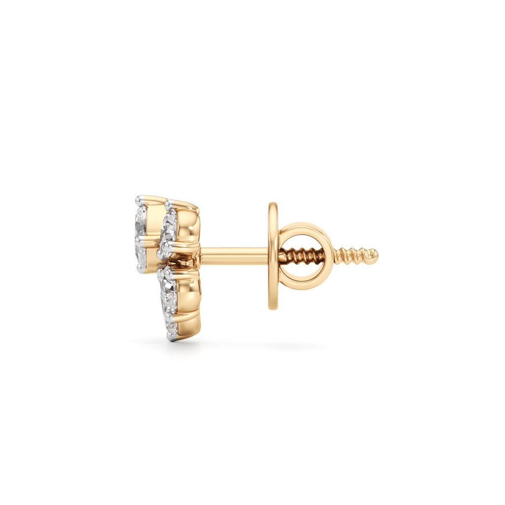 Gorgeous Oval  Pear Cluster Studs in 925 silver 18k Gold Plated