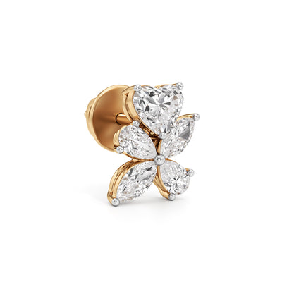 Heart  Marquise Butterfly Wing Studs in 925 silver 18k Gold Plated