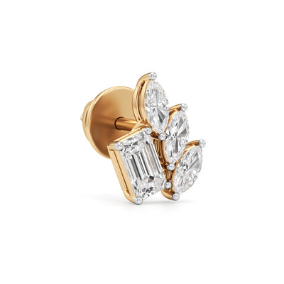 Emerald  Marquise Fan Stud Earrings in 925 silver 18k Gold Plated
