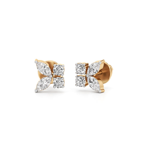 Marquise  Round Floral Cluster Studs in 925 silver 18k Gold Plated