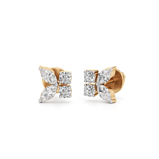 Marquise  Round Floral Cluster Studs in 925 silver 18k Gold Plated