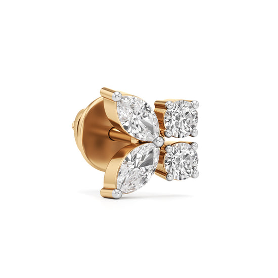 Marquise  Round Floral Cluster Studs in 925 silver 18k Gold Plated
