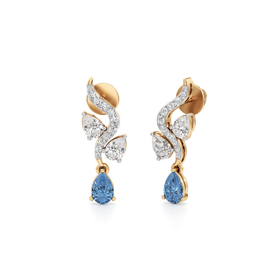 925 Silver  18K Gold Plated Sky Blue Drop Designer Earrings