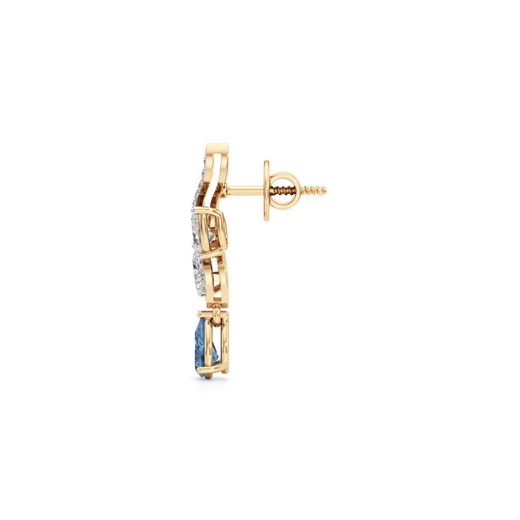 925 Silver  18K Gold Plated Sky Blue Drop Designer Earrings