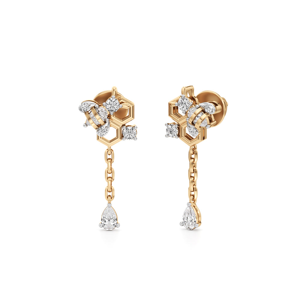 Whimsical Honeybee Stud Earrings in 925 silver 18k Gold Plated
