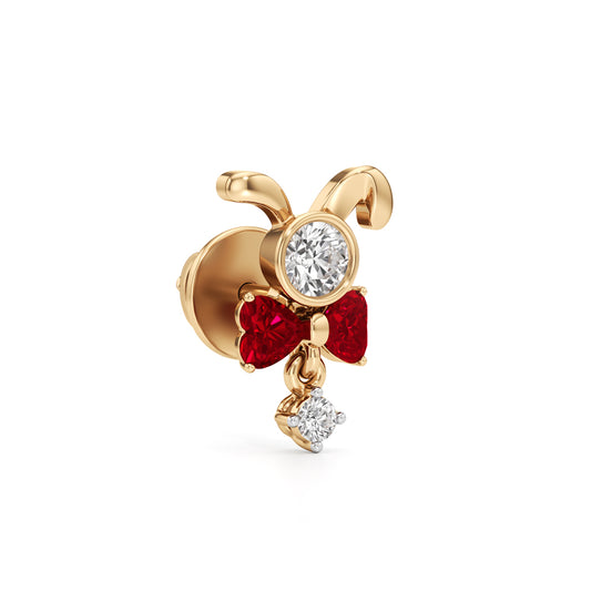 Sparkling Bunny Bow Stud Earrings in 925 silver 18k Gold Plated