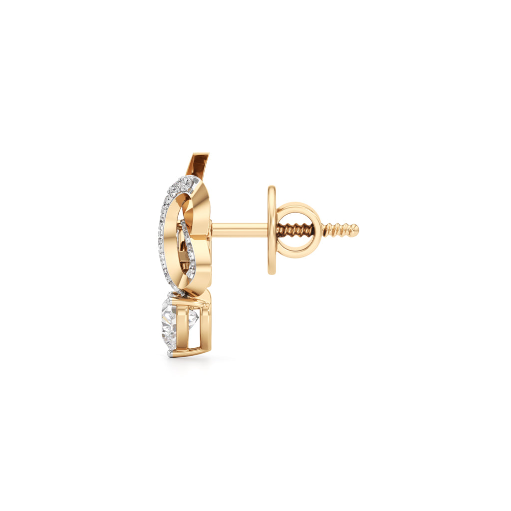 925 Silver 18K Gold Plated Designer Heart  Pear Cut Stud Earrings