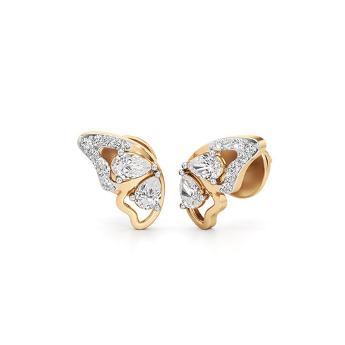 925 Silver 18K Gold Plated Butterfly Heart Designer Stud Earrings