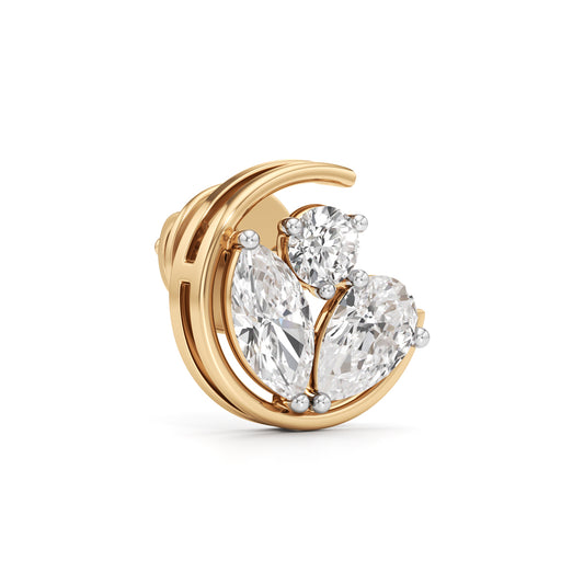 925 Silver 18K Gold Plated Floral Circle Designer Stud Earrings