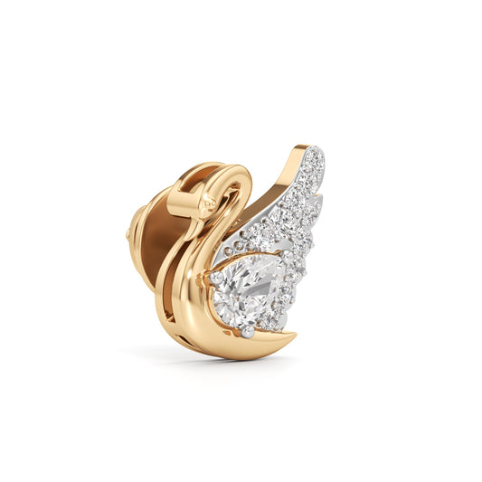 Majestic Pav Swan Stud Earrings in 925 silver 18k Gold Plated