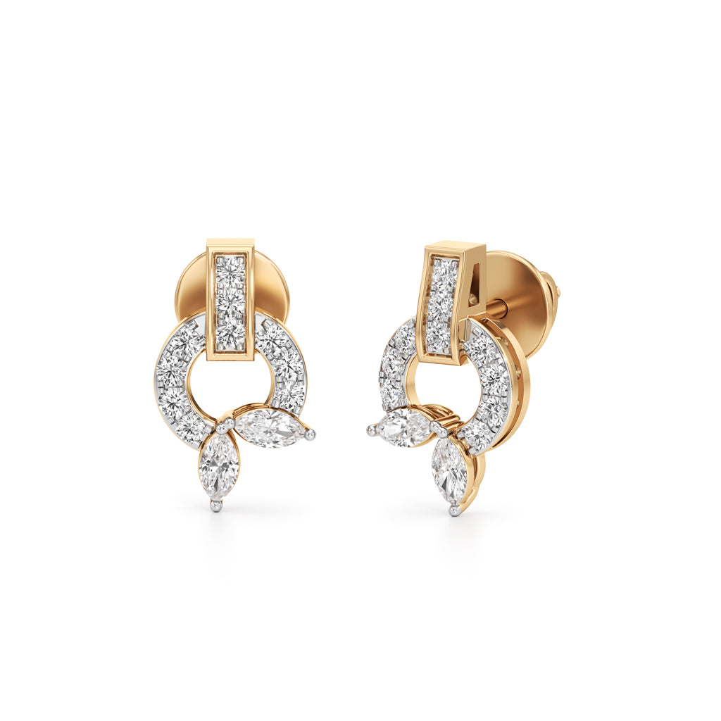Sky Blue PearCut  Pav Flame Drop Earrings in 925 silver 18k Gold Plated