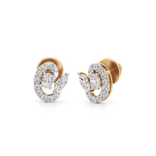 Modern EmeraldCut Halo Studs in 925 silver 18k Gold Plated