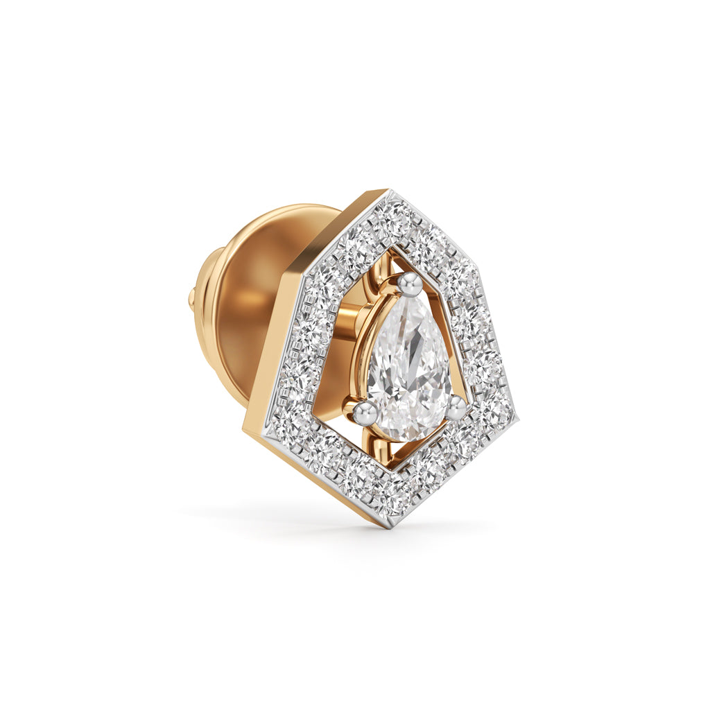 Geometric Halo Stud Earrings  925 Sterling Silver 18k Gold Vermeil Lab Grown Diamond