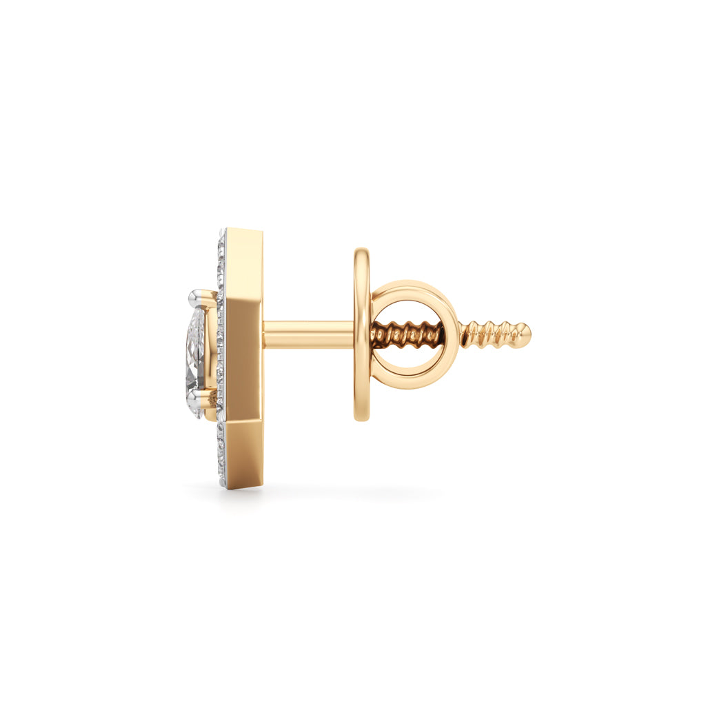 Geometric Halo Stud Earrings  925 Sterling Silver 18k Gold Vermeil Lab Grown Diamond