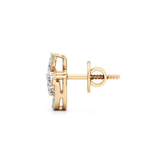 Honeybee Heart  Marquise Bloom Studs in 925 silver 18k Gold Plated