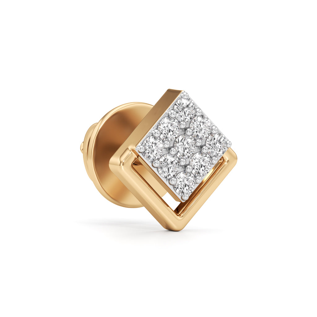 Geometric DiamondFrame Studs in 925 silver 18k Gold Plated