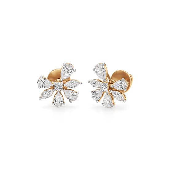 Marquise  PearCut Floral Bloom Studs in 925 silver 18k Gold Plated