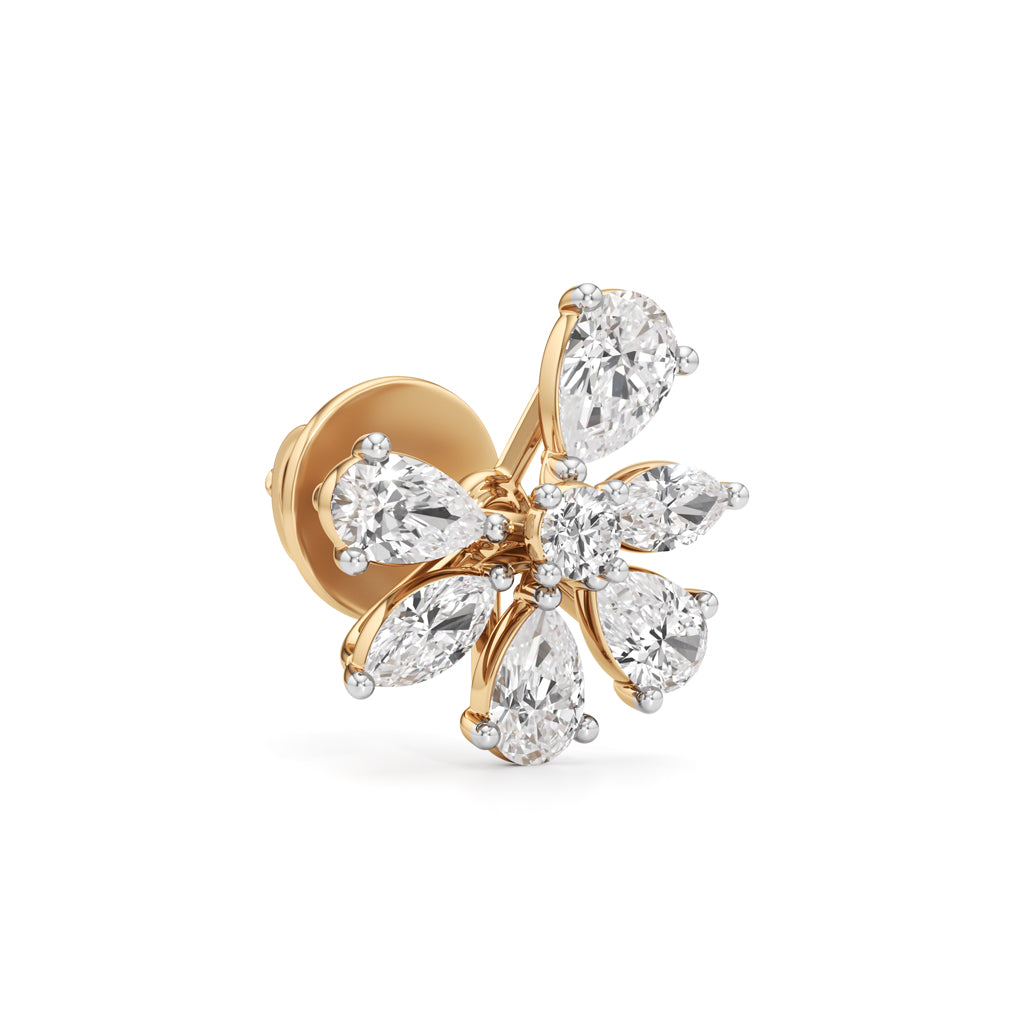 Marquise  PearCut Floral Bloom Studs in 925 silver 18k Gold Plated