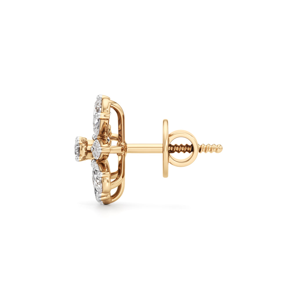 Marquise  PearCut Floral Bloom Studs in 925 silver 18k Gold Plated