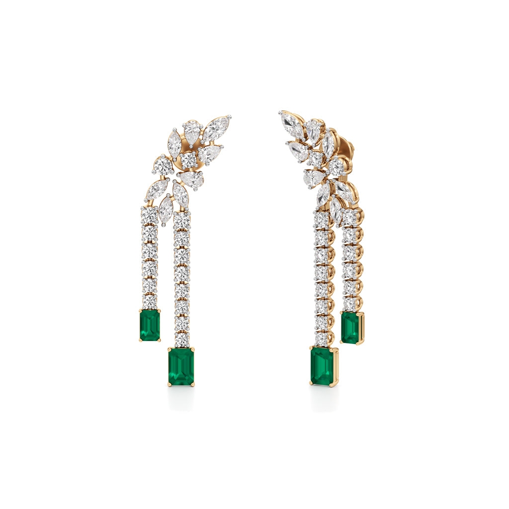 Majestic Emerald  Marquise Leaf Cascades in 925 silver 18k Gold Plated