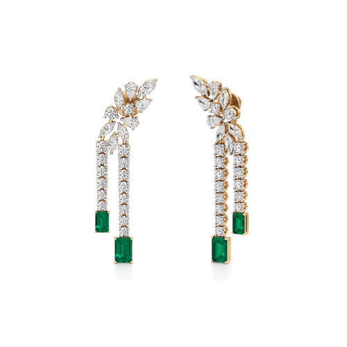 Majestic Emerald  Marquise Leaf Cascades in 925 silver 18k Gold Plated