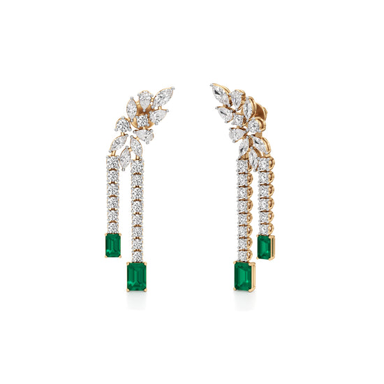 Majestic Emerald  Marquise Leaf Cascades in 925 silver 18k Gold Plated