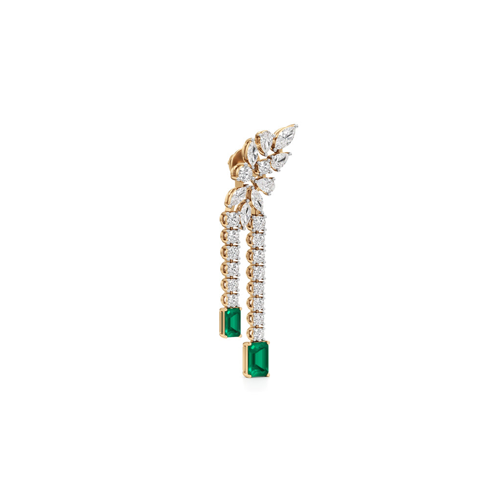 Majestic Emerald  Marquise Leaf Cascades in 925 silver 18k Gold Plated