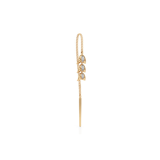 Triple Lotus 925 Silver  18k Gold Vermeil Threader Earrings