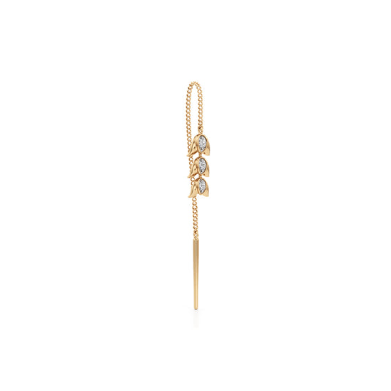 Triple Lotus 925 Silver  18k Gold Vermeil Threader Earrings