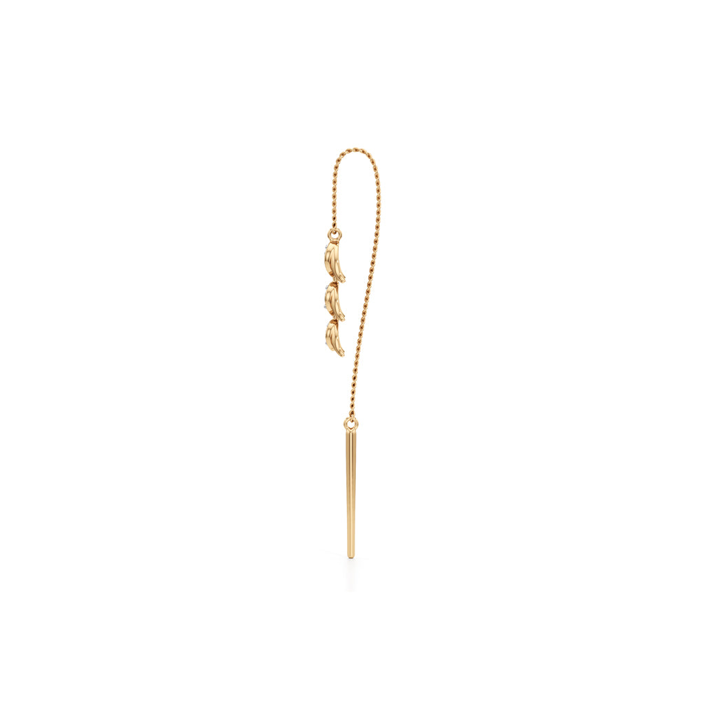 Triple Lotus 925 Silver  18k Gold Vermeil Threader Earrings