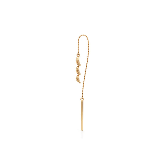 Triple Lotus 925 Silver  18k Gold Vermeil Threader Earrings