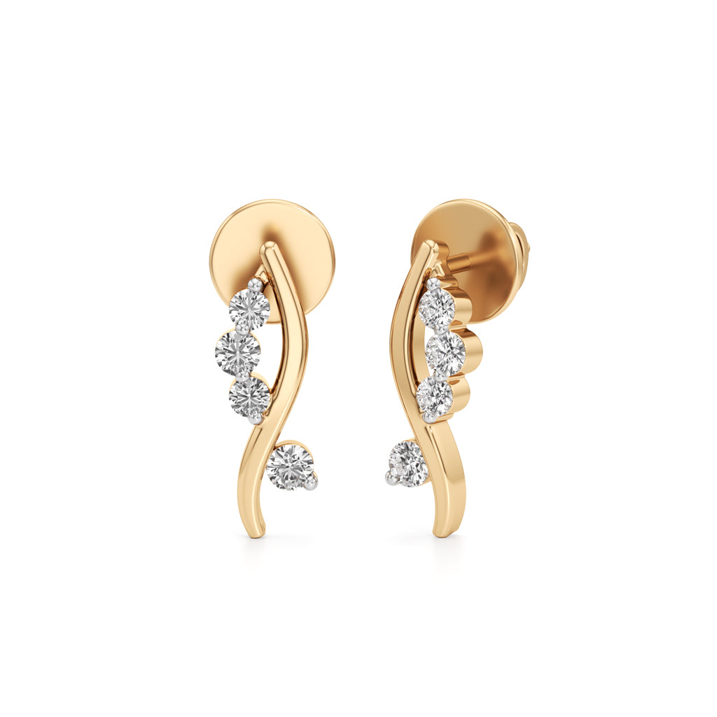 SCurve 925 Silver  18k Gold Vermeil DiamondStyle Studs