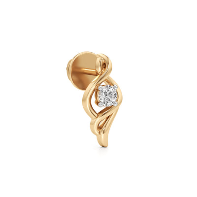 Artistic Flame 925 Silver  18k Gold Vermeil Solitaire Stud Earrings