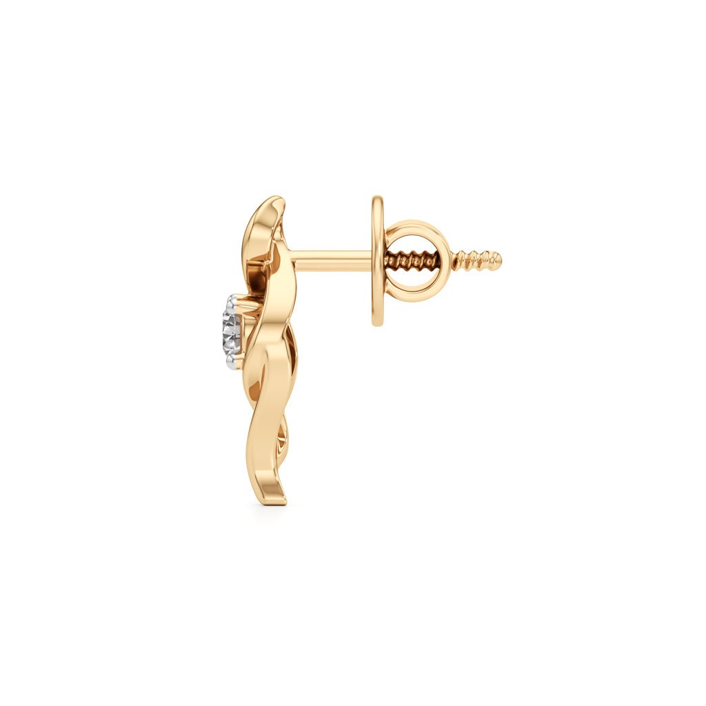 Artistic Flame 925 Silver  18k Gold Vermeil Solitaire Stud Earrings