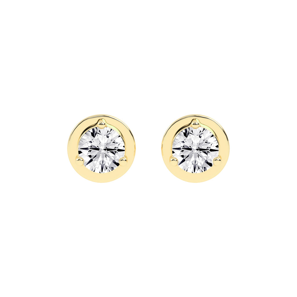 Essential Solitaire 925 Silver 18k Gold Plated Brilliant Stud Earrings