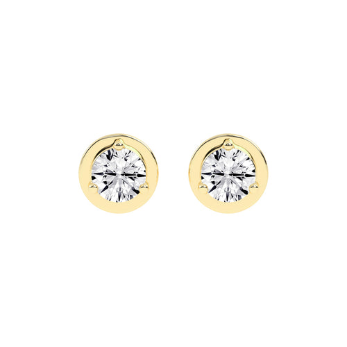 Essential Solitaire 925 Silver 18k Gold Plated Brilliant Stud Earrings