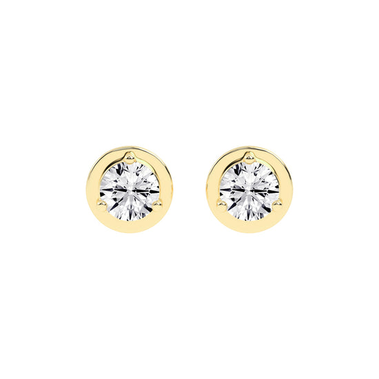 Essential Solitaire 925 Silver 18k Gold Plated Brilliant Stud Earrings