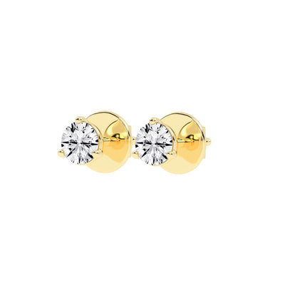 Essential Solitaire 925 Silver 18k Gold Plated Brilliant Stud Earrings