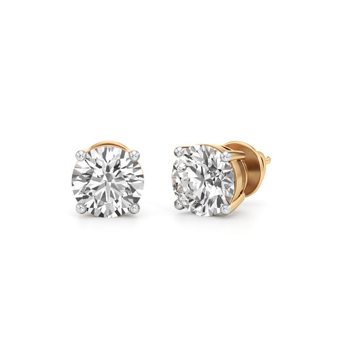 Bold Solitaire 925 Silver  18k Gold Vermeil Stud Earrings