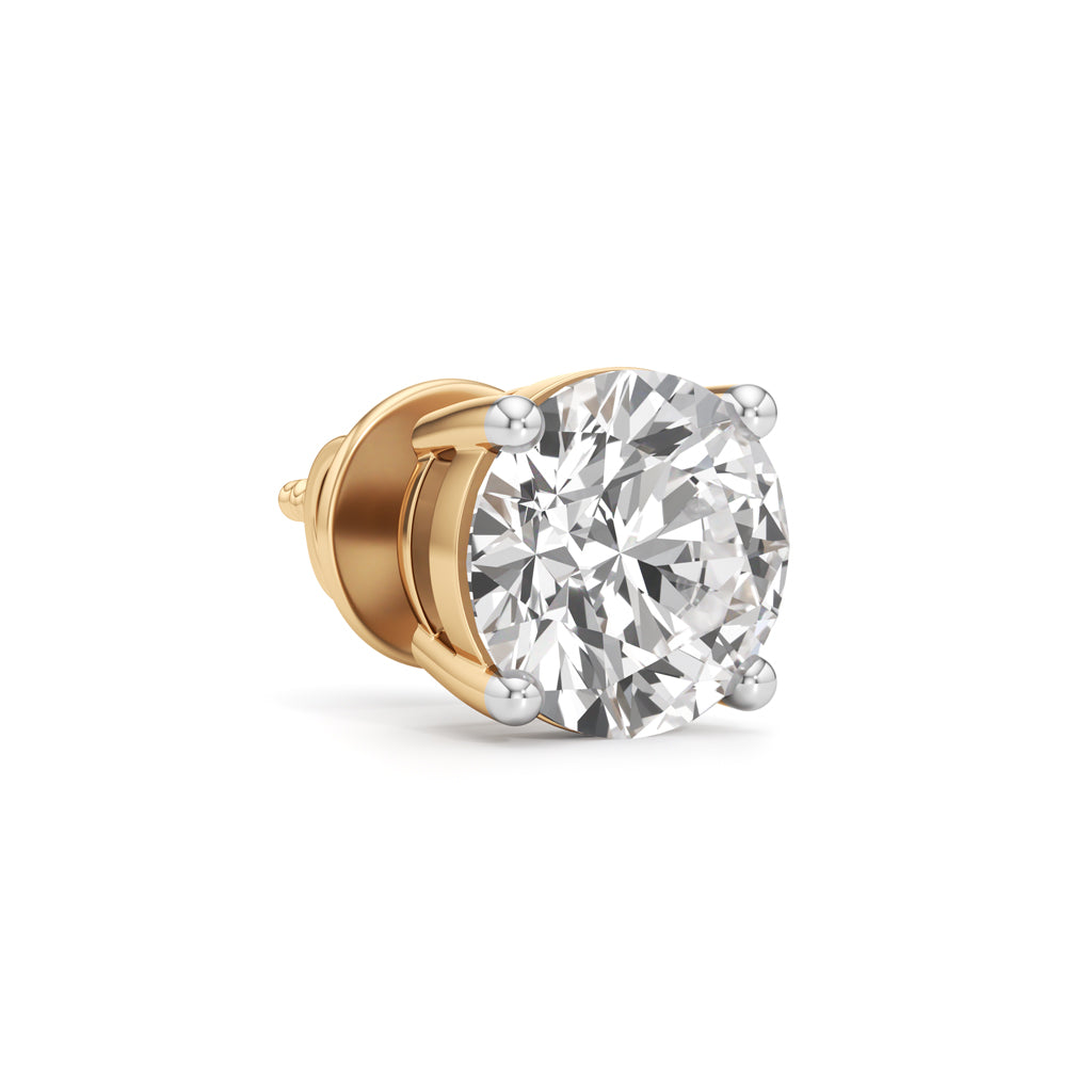 Bold Solitaire 925 Silver  18k Gold Vermeil Stud Earrings
