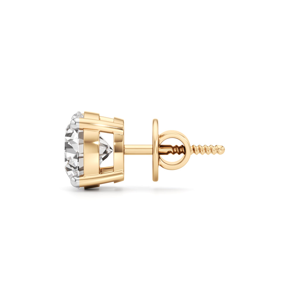 Bold Solitaire 925 Silver  18k Gold Vermeil Stud Earrings