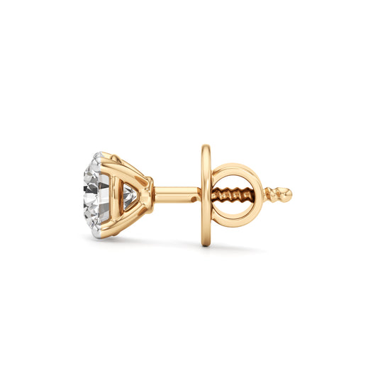 Timeless  Solitaire 925 Silver  18k Gold Vermeil Stud Earrings